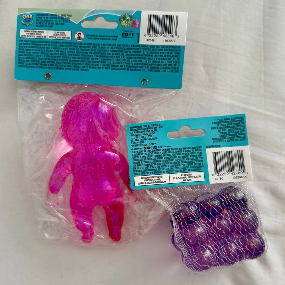 Orb Curiosities Sugar Swaps Bundle NEW Purple Bubble Cube & Pink Baby Squishy